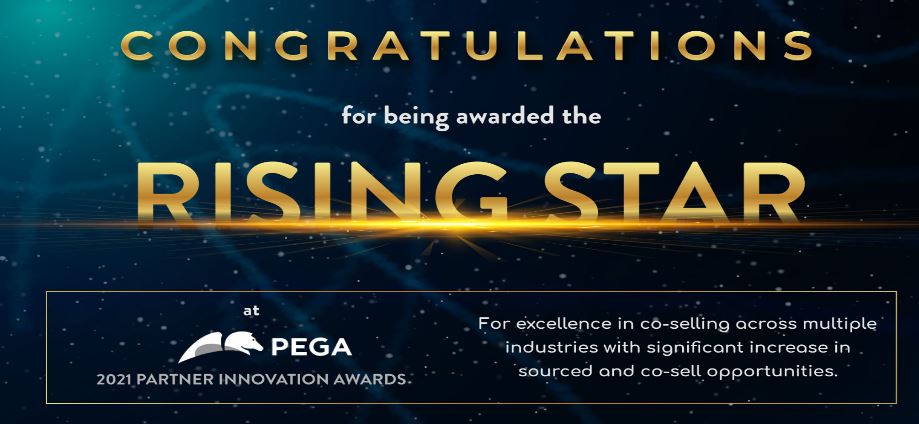 Areteans receives the 2021 RISING STAR award at the PegaWorld iNspire event